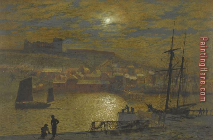 John Atkinson Grimshaw Whitby From Scotch Head, Moonlight on The Esk